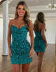 Sparkly Strapless Emerald Green Tight Corset Mini Homecoming Dress