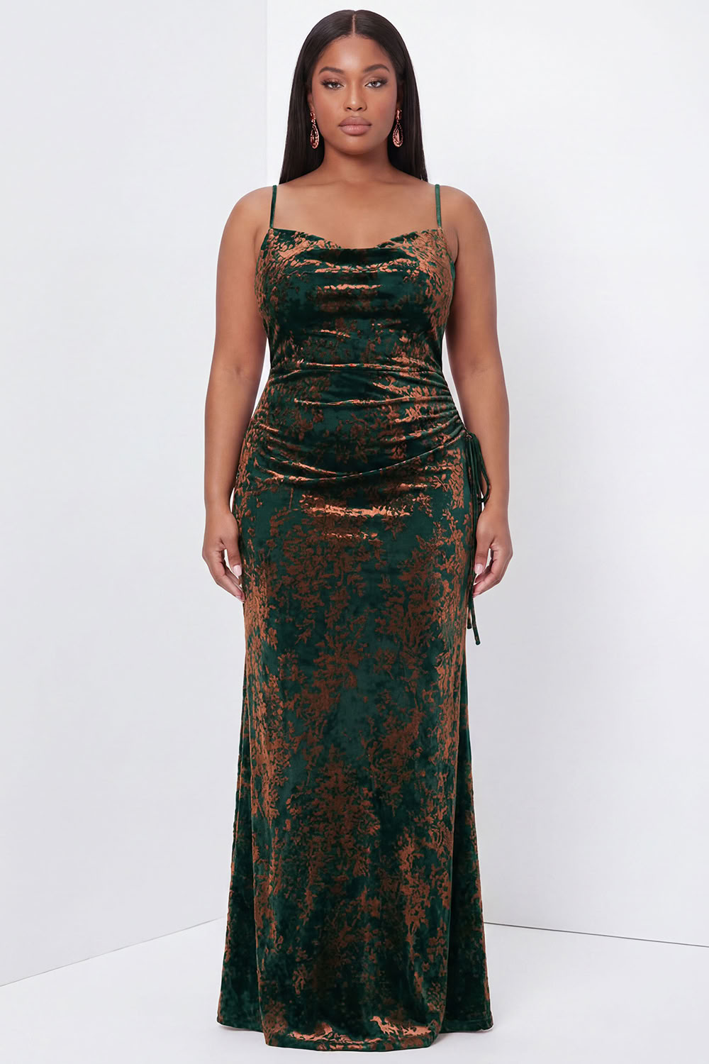 Burgundy Velvet Mermaid Spaghetti Straps Long Formal Dress with Lace Up Back