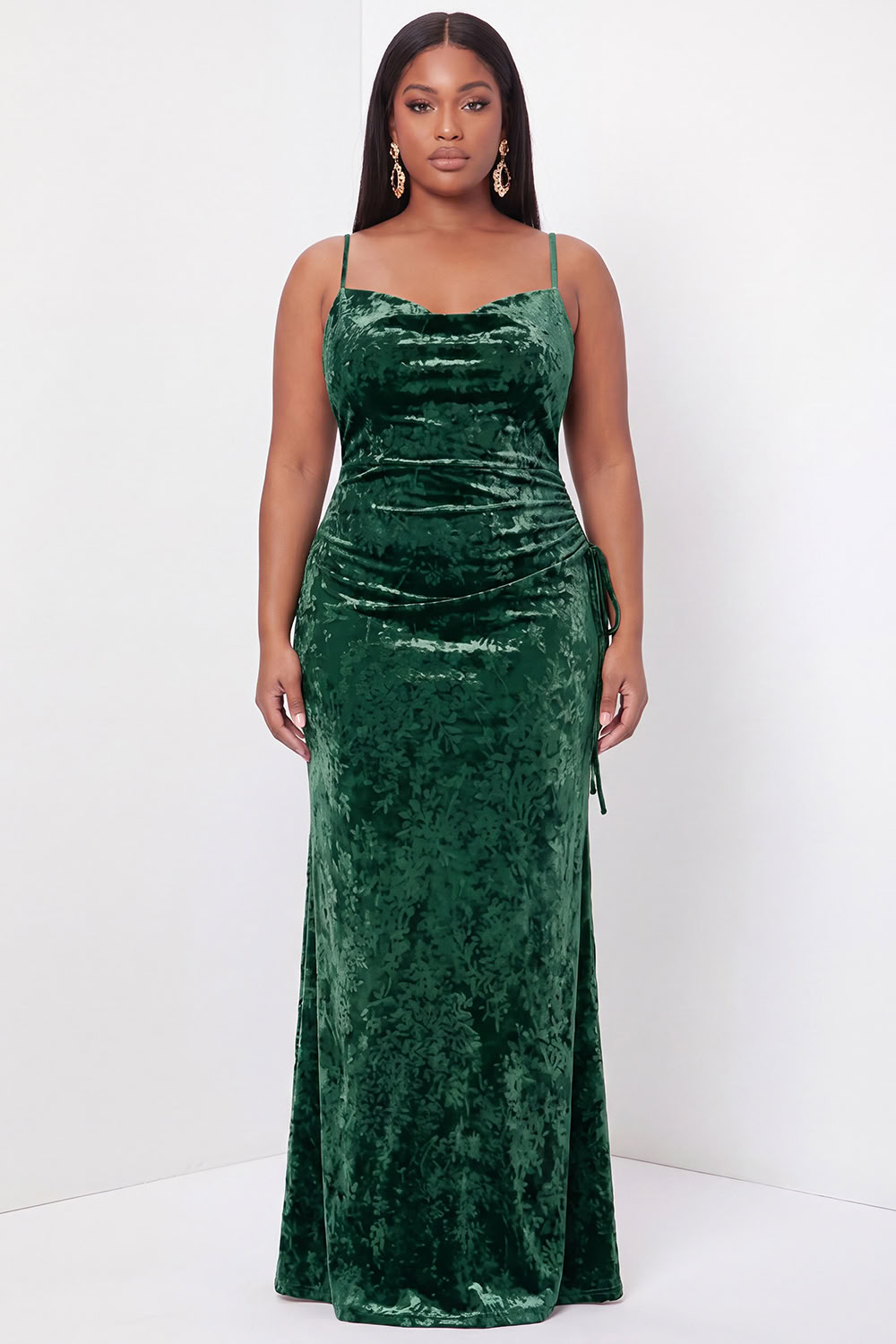 Burgundy Velvet Mermaid Spaghetti Straps Long Formal Dress with Lace Up Back