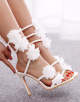 White Flower Strapped Wedding Heels
