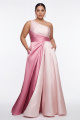 A-Line Pink One Shoulder Plus Size Long Formal Dress