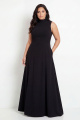 Black A-Line Plus Size High Neck Long Formal Dress with Pockets