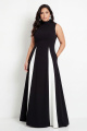 Black A-Line Plus Size High Neck Long Formal Dress with Pockets