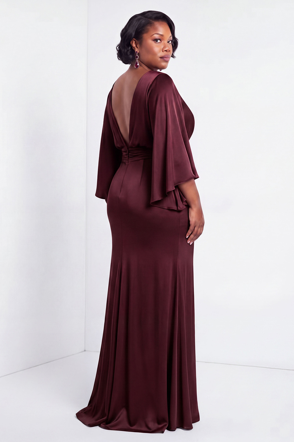 Black Bateau Neck Sheath 3/4 Sleeves Long Mother of the Bride Dress