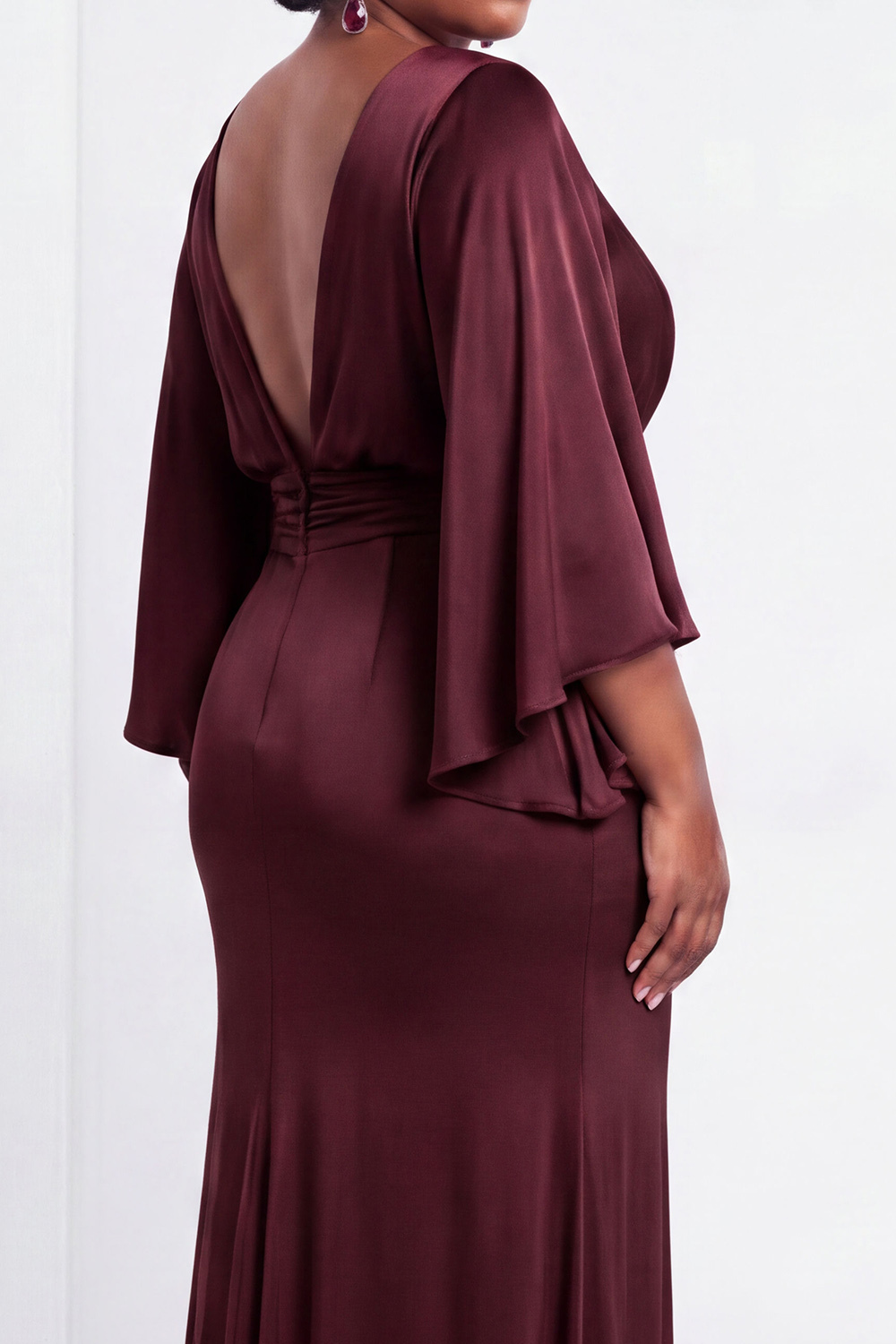 Black Bateau Neck Sheath 3/4 Sleeves Long Mother of the Bride Dress