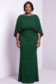 Black Plus Size Bateau Neck Sheath 3/4 Sleeves Long Mother of the Bride Dress