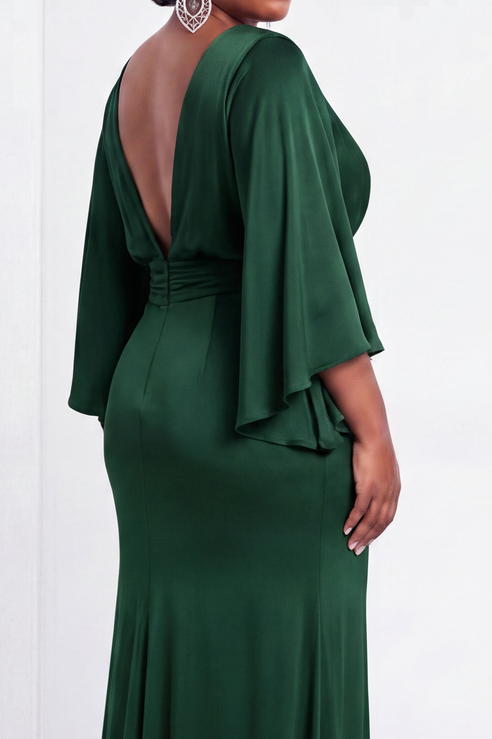 Black Bateau Neck Sheath 3/4 Sleeves Long Mother of the Bride Dress