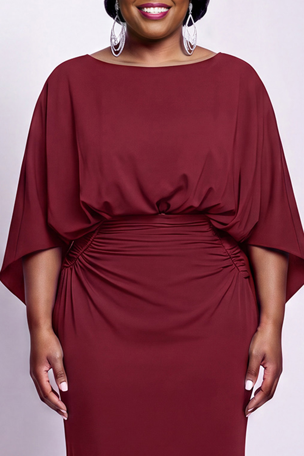 Black Bateau Neck Sheath 3/4 Sleeves Long Mother of the Bride Dress
