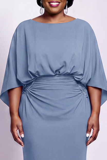 Black Bateau Neck Sheath 3/4 Sleeves Long Mother of the Bride Dress