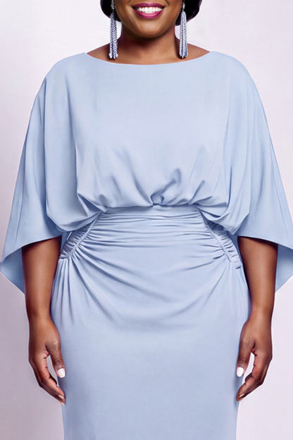 Black Bateau Neck Sheath 3/4 Sleeves Long Mother of the Bride Dress