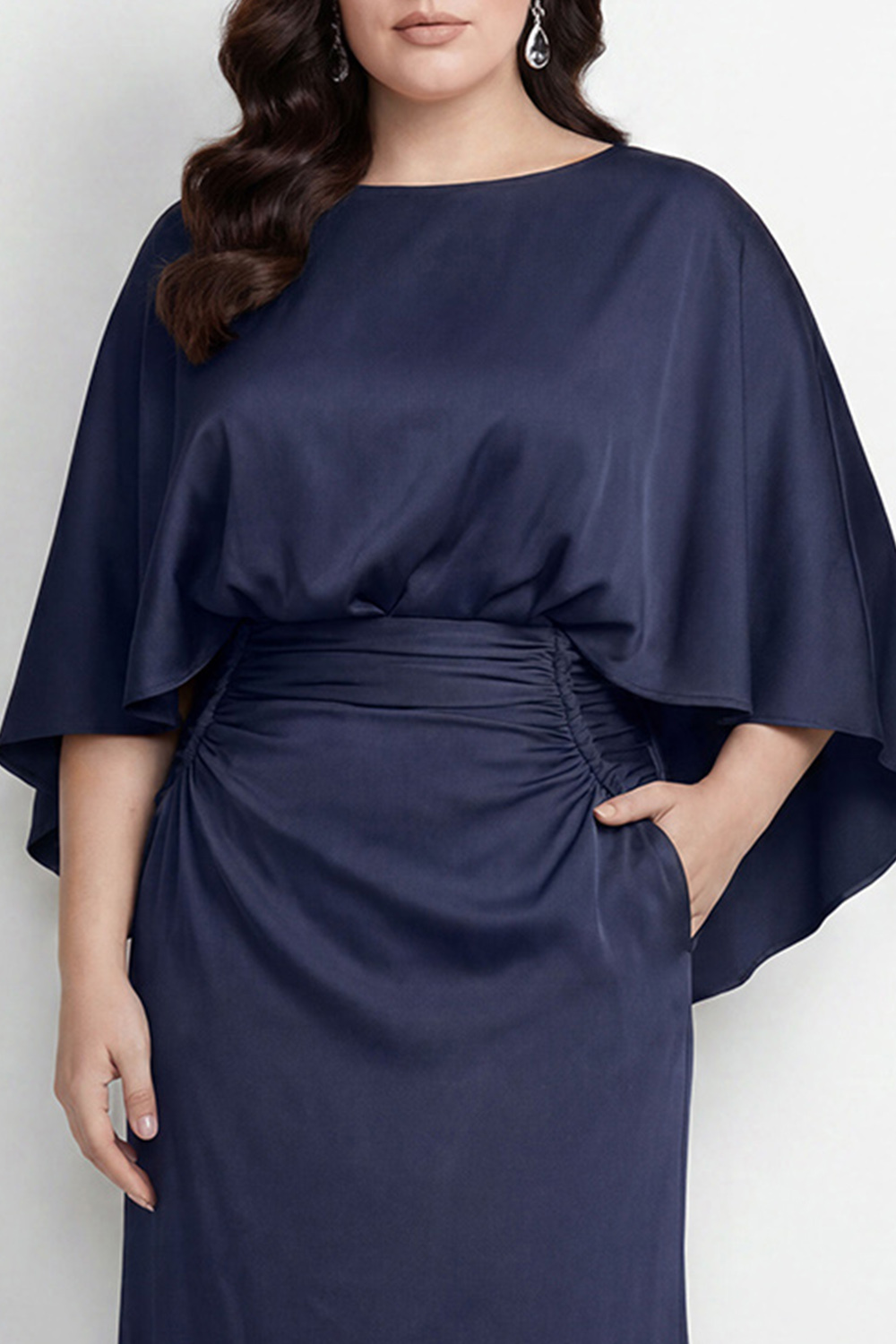 Black Bateau Neck Sheath 3/4 Sleeves Long Mother of the Bride Dress