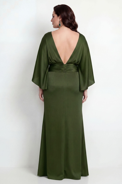 Black Bateau Neck Sheath 3/4 Sleeves Long Mother of the Bride Dress