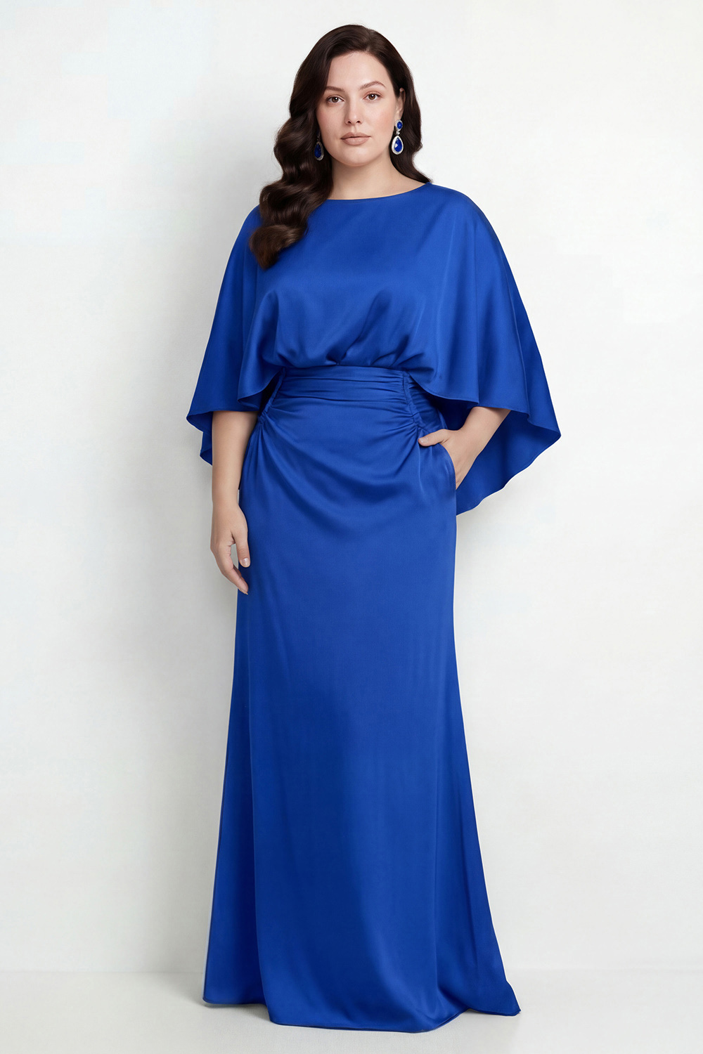 Black Bateau Neck Sheath 3/4 Sleeves Long Mother of the Bride Dress