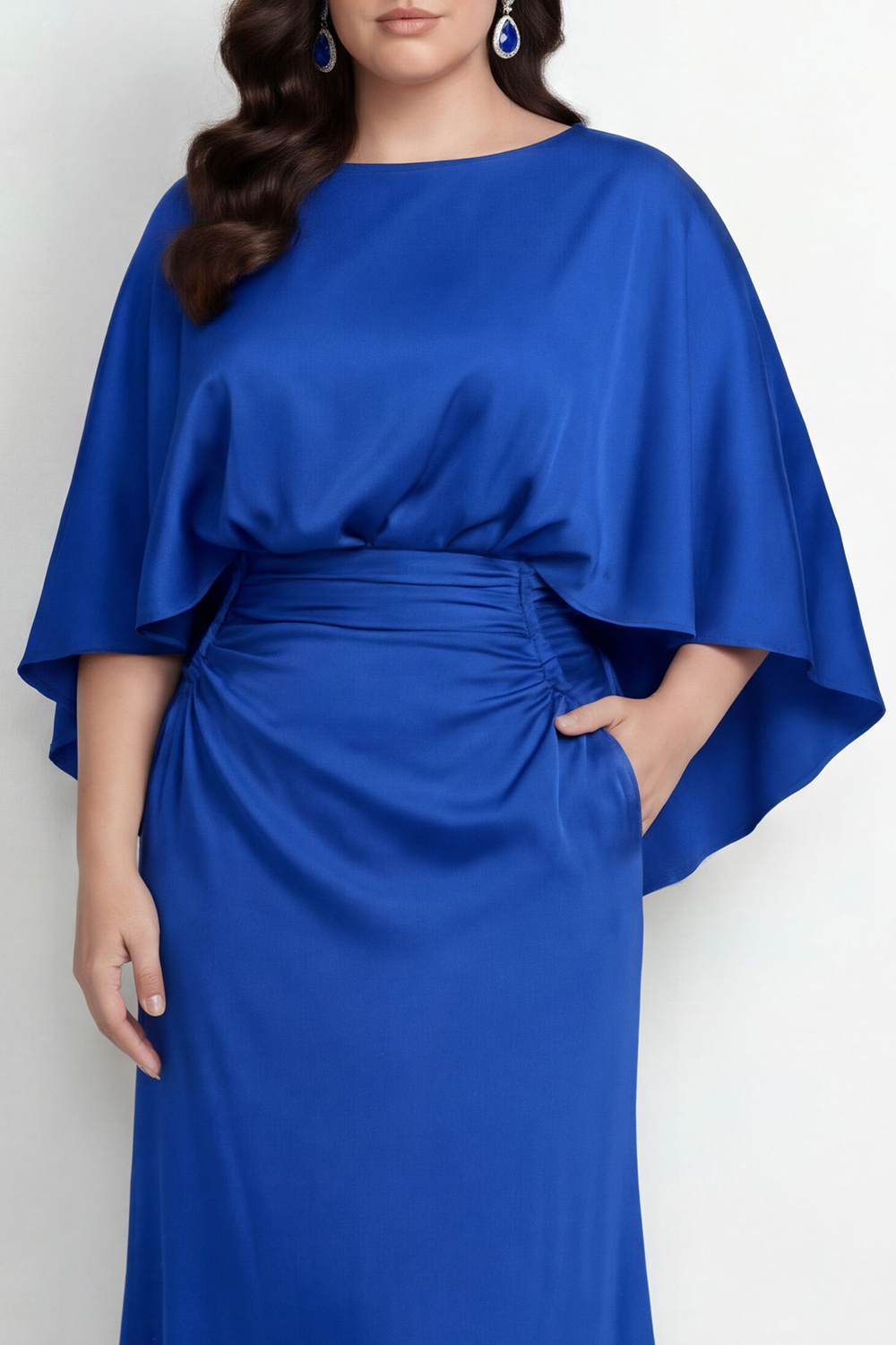 Black Bateau Neck Sheath 3/4 Sleeves Long Mother of the Bride Dress