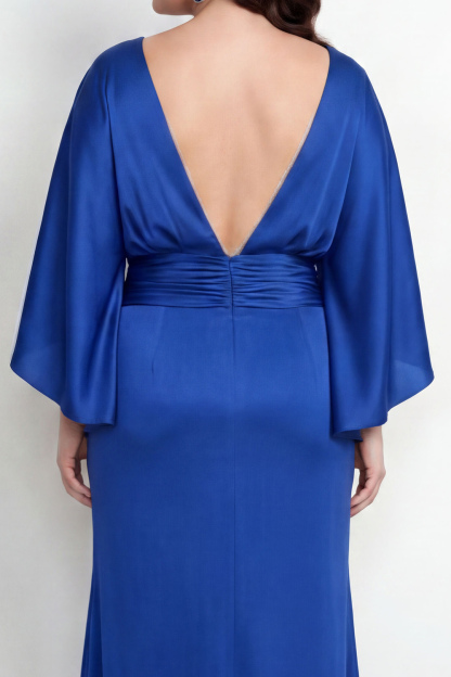 Black Bateau Neck Sheath 3/4 Sleeves Long Mother of the Bride Dress
