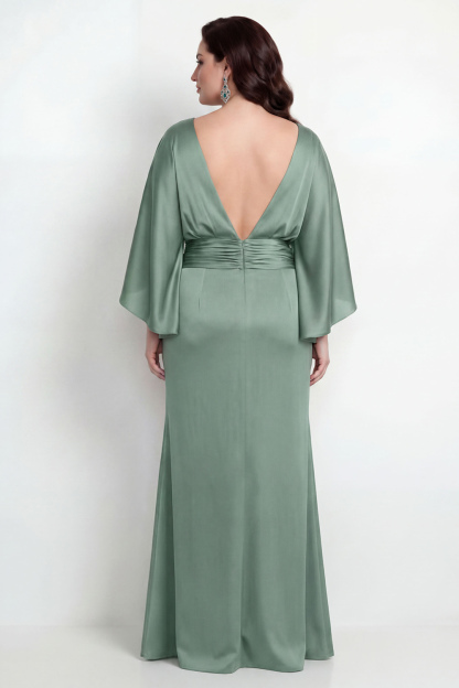 Black Bateau Neck Sheath 3/4 Sleeves Long Mother of the Bride Dress