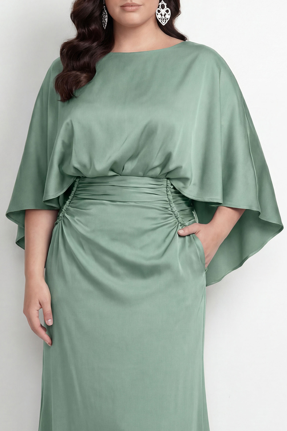 Black Bateau Neck Sheath 3/4 Sleeves Long Mother of the Bride Dress