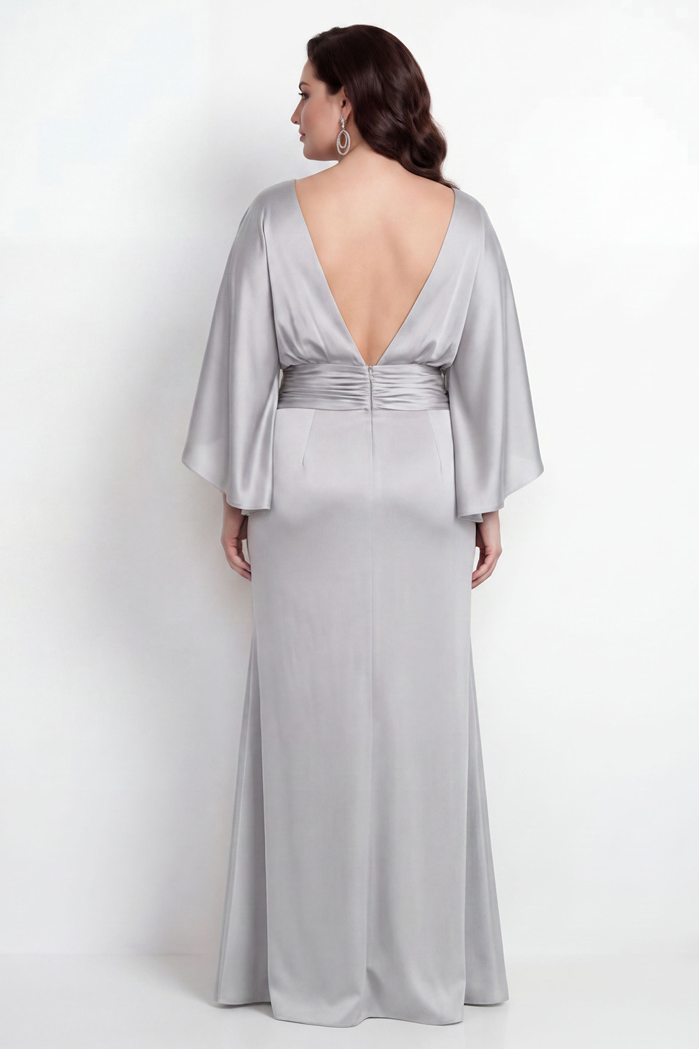 Black Bateau Neck Sheath 3/4 Sleeves Long Mother of the Bride Dress