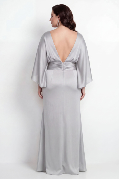 Black Bateau Neck Sheath 3/4 Sleeves Long Mother of the Bride Dress