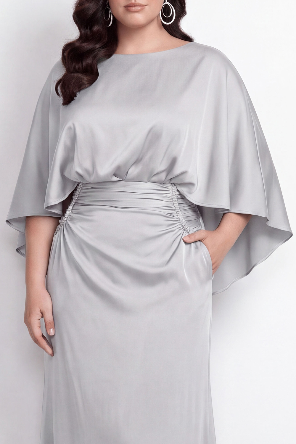 Black Bateau Neck Sheath 3/4 Sleeves Long Mother of the Bride Dress