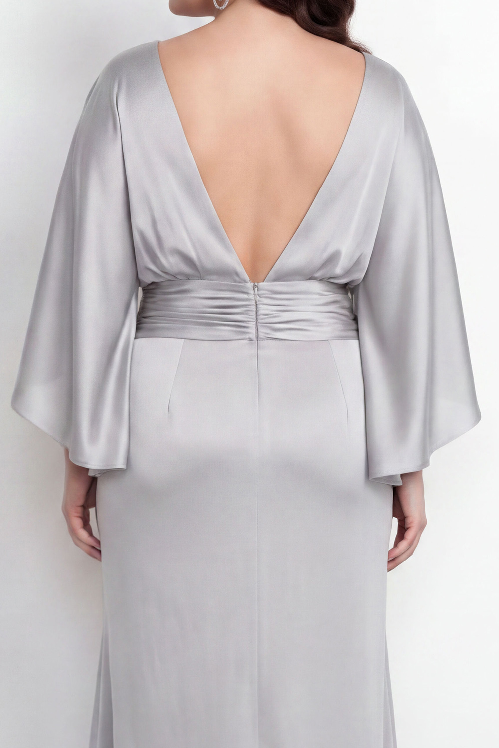 Black Bateau Neck Sheath 3/4 Sleeves Long Mother of the Bride Dress