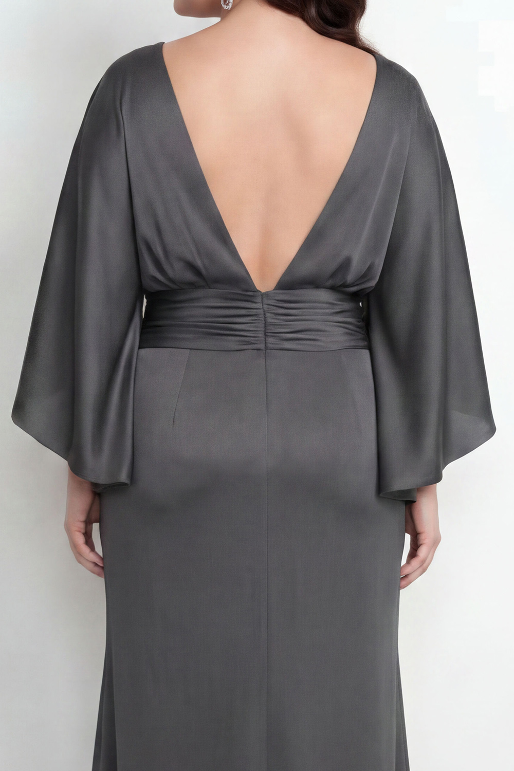 Black Bateau Neck Sheath 3/4 Sleeves Long Mother of the Bride Dress