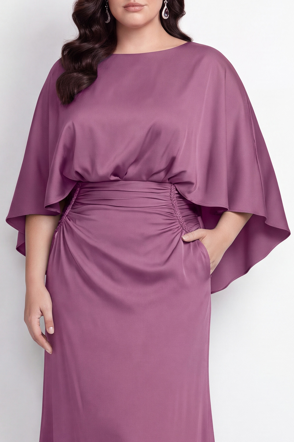 Black Bateau Neck Sheath 3/4 Sleeves Long Mother of the Bride Dress