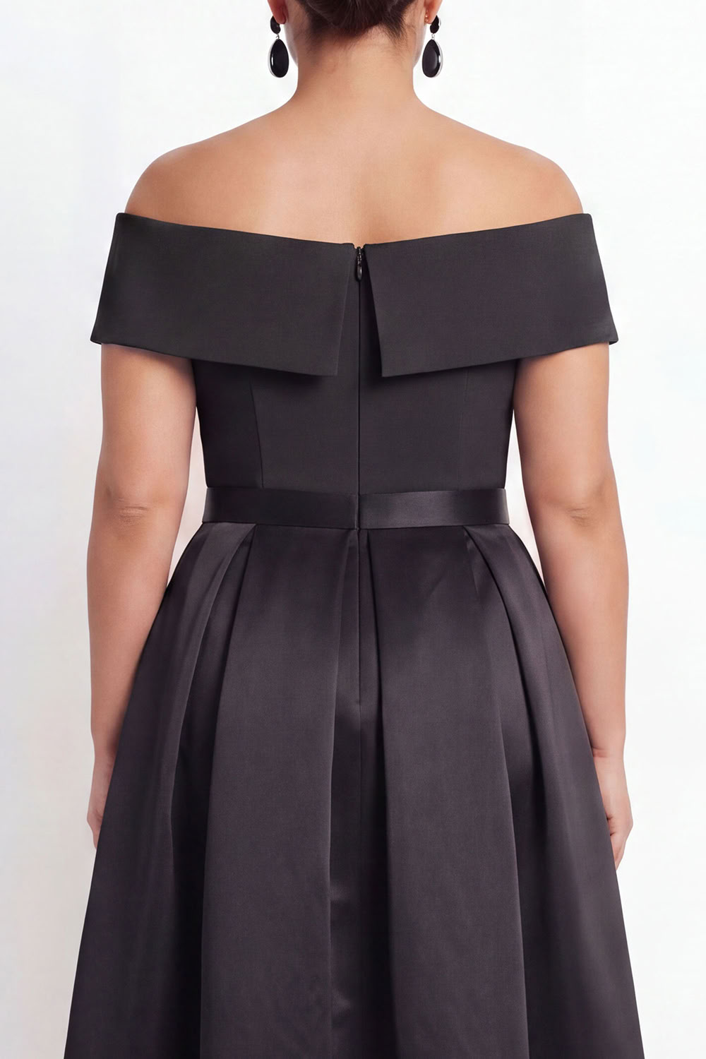 Off the Shoulder Black Plus Size A-Line Long Formal Dress