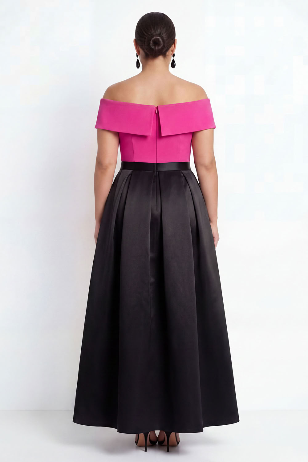 Off the Shoulder Black Plus Size A-Line Long Formal Dress