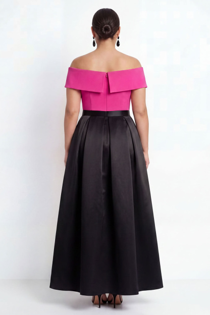 Off the Shoulder Black Plus Size A-Line Long Formal Dress