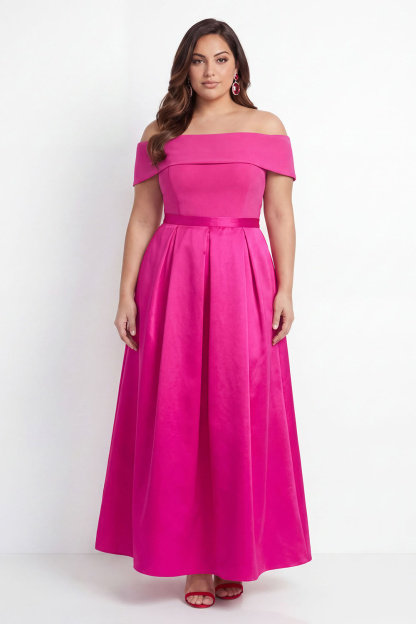 Off the Shoulder Black Plus Size A-Line Long Formal Dress