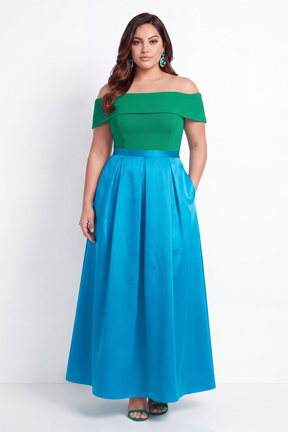 Off the Shoulder Black Plus Size A-Line Long Formal Dress