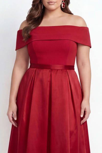 Off the Shoulder Black Plus Size A-Line Long Formal Dress