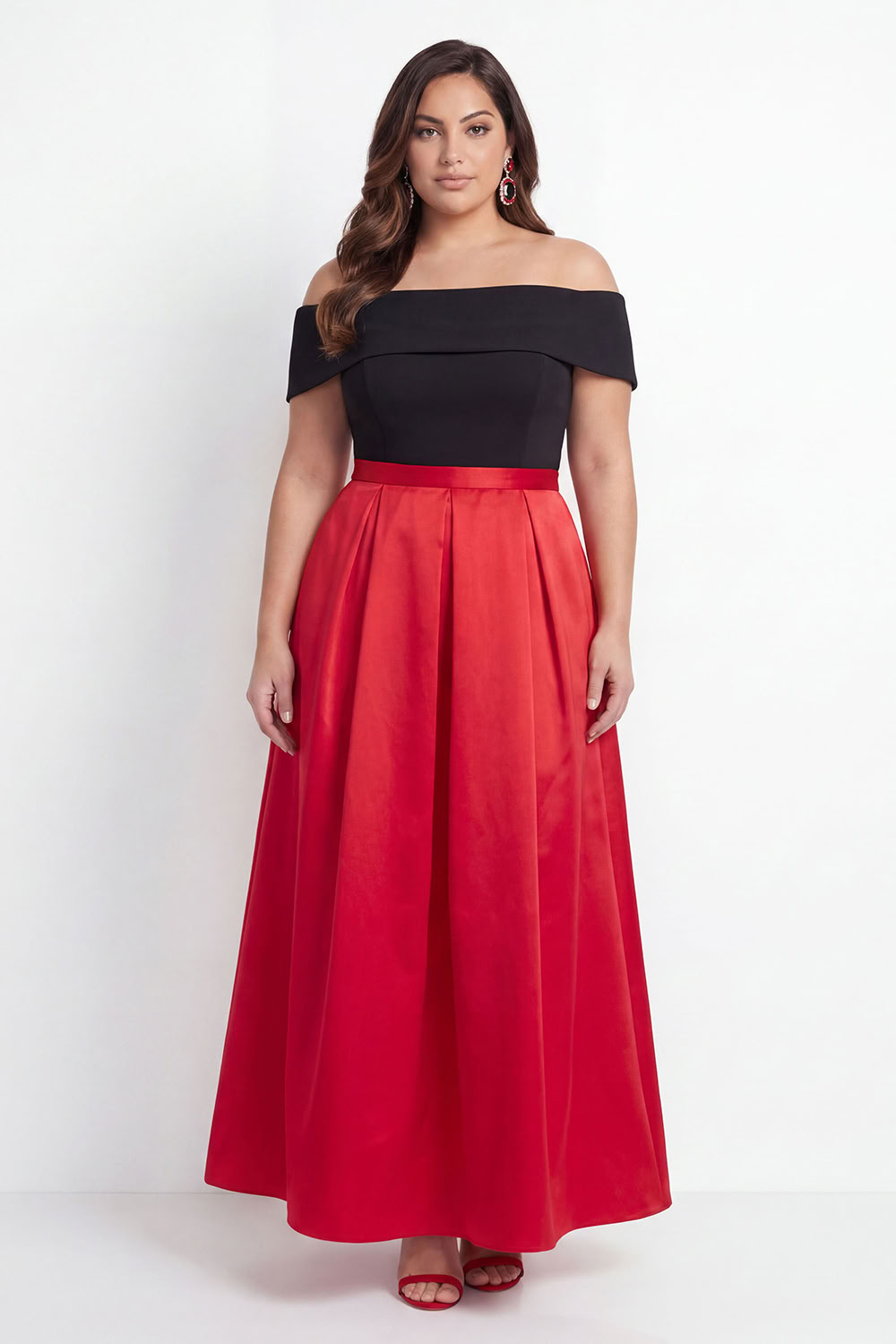 Off the Shoulder Black Plus Size A-Line Long Formal Dress