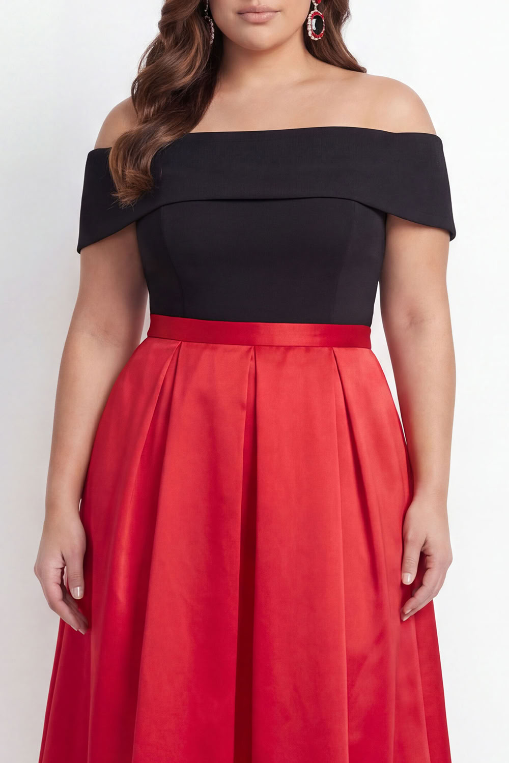 Off the Shoulder Black Plus Size A-Line Long Formal Dress