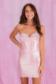 Light Pink Satin Tight Sweetheart Corset Short Homecoming Dress with Pearls