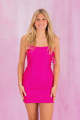 Strapless Fuchsia Tight Homecoming Dress with Beading