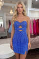 Sweetheart Royal Blue Bodycon Keyhole Homecoming Dress with Beading