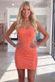 Sweetheart Orange Tight Homecoming Dress with Beading
