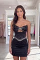Sweetheart Black Key Hole Bodycon Homecoming Dress with Beading