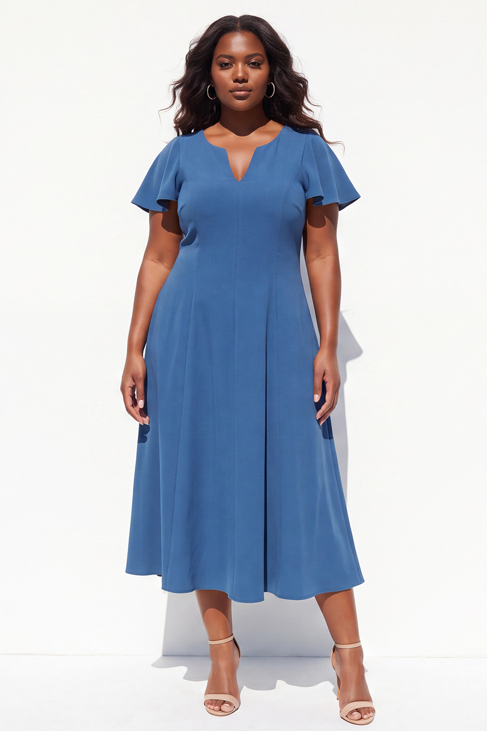 Dark Green A Line Plus Size Formal Dress with Flutter Sleeves