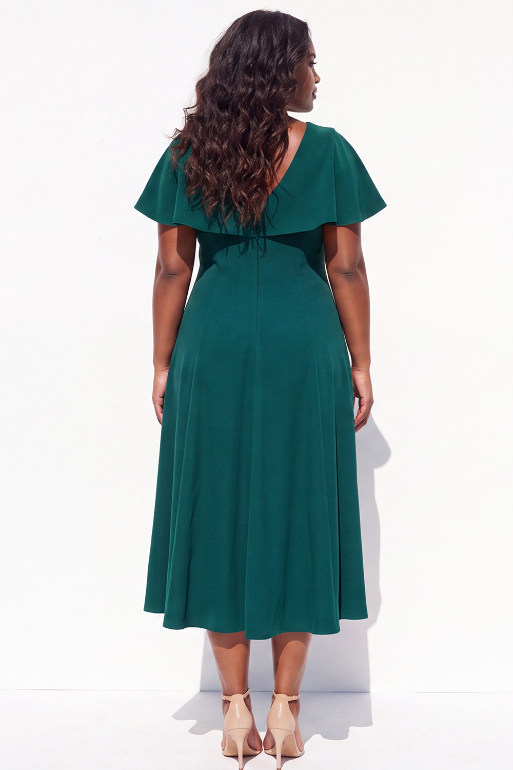 Dark Green A Line Plus Size Formal Dress with Flutter Sleeves