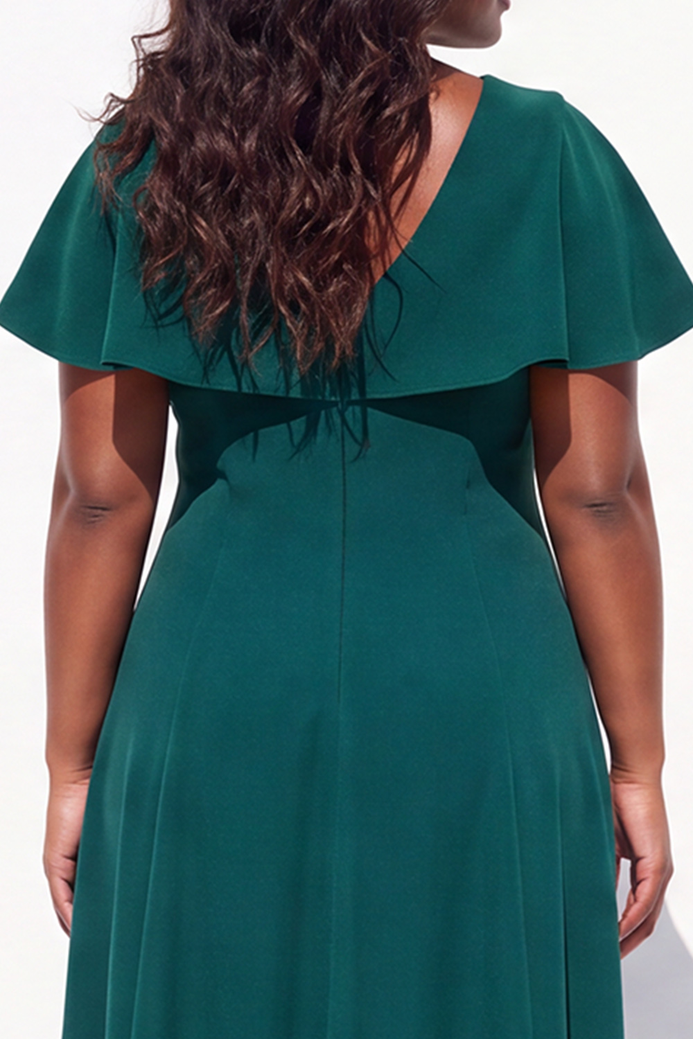 Dark Green A Line Plus Size Formal Dress with Flutter Sleeves