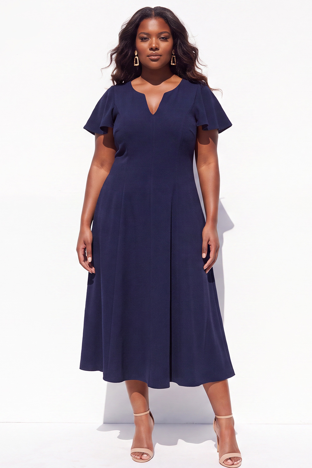 Dark Green A Line Plus Size Formal Dress with Flutter Sleeves