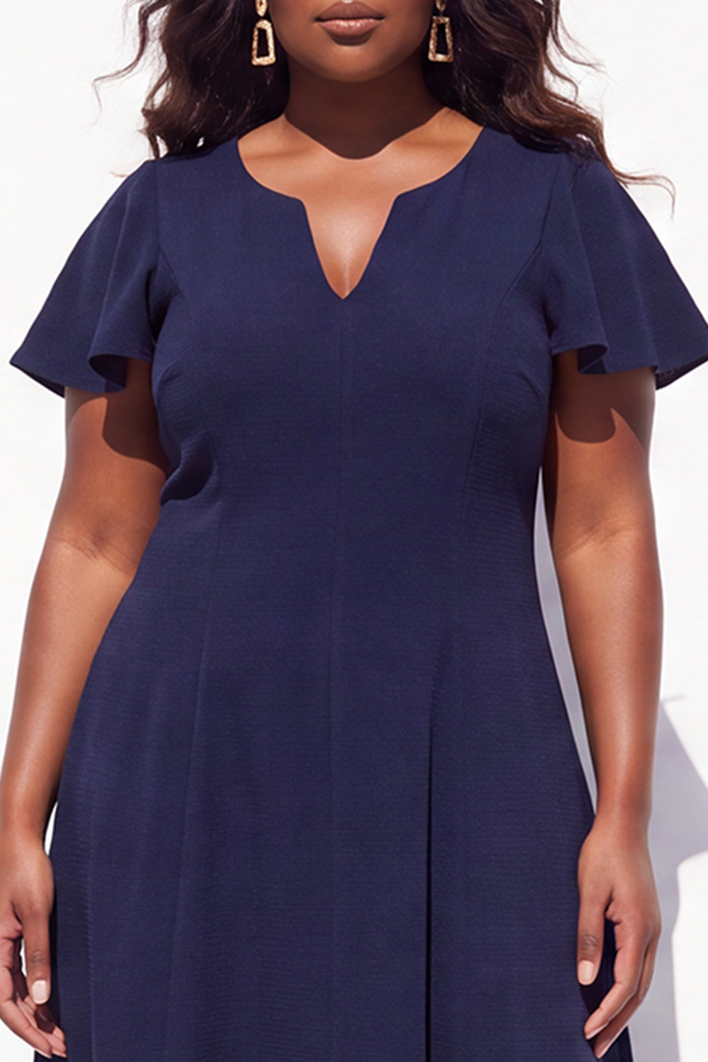 Dark Green A Line Plus Size Formal Dress with Flutter Sleeves