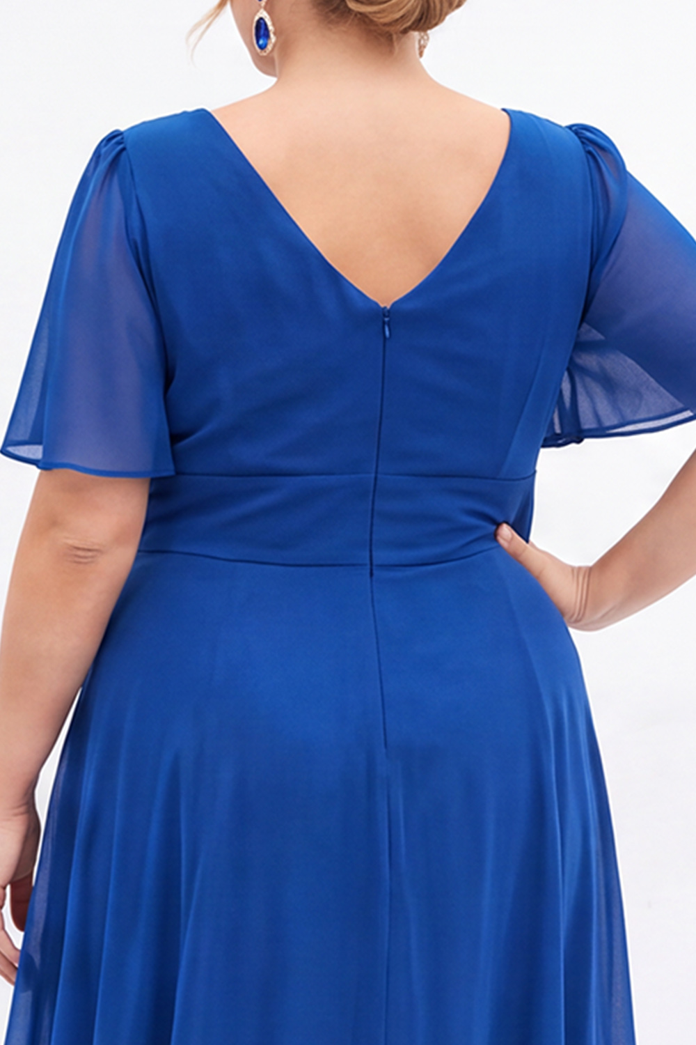 Black A Line V Neck Plus Size Formal Dress