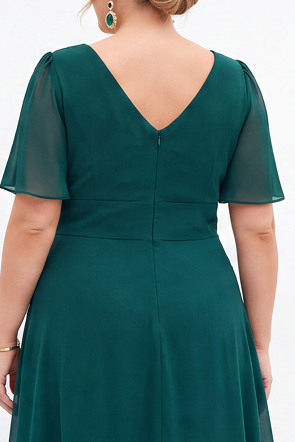 Black A Line V Neck Plus Size Formal Dress