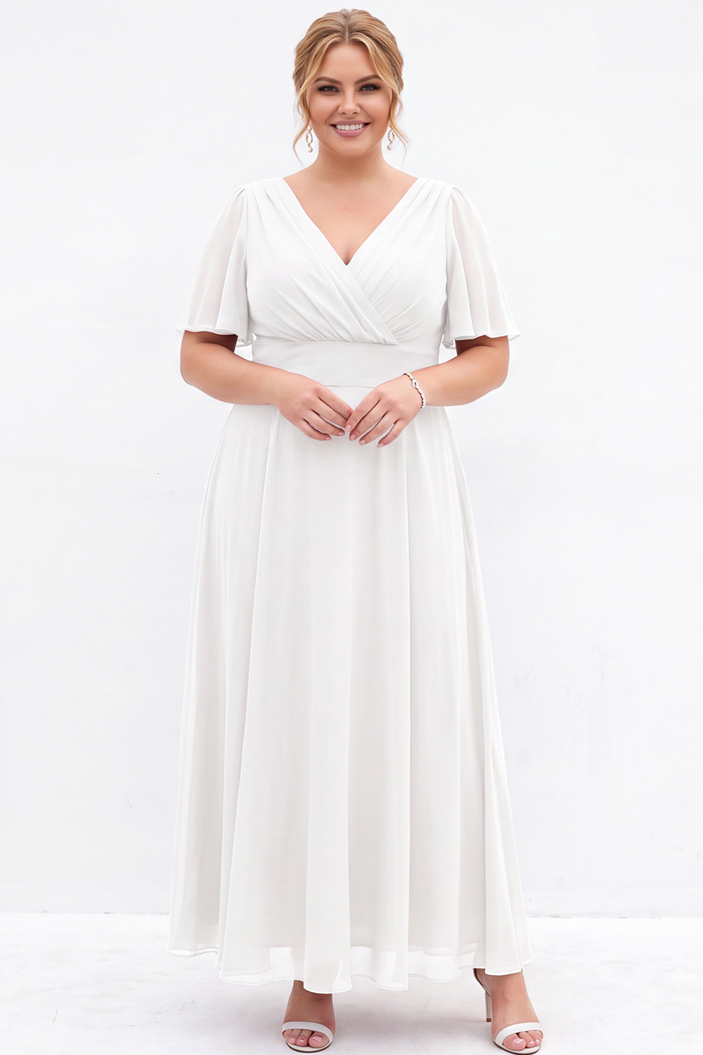 Black A Line V Neck Plus Size Formal Dress