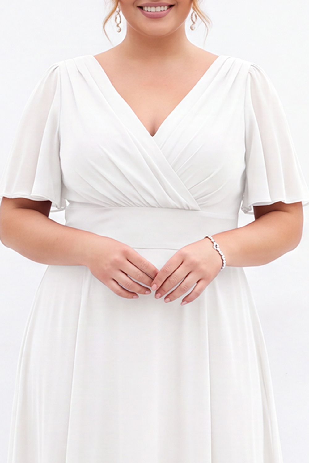 Black A Line V Neck Plus Size Formal Dress
