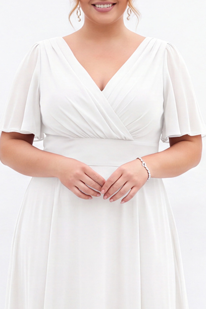 Black A Line V Neck Plus Size Formal Dress